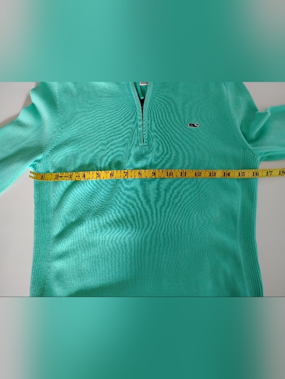 Vineyard Vines Cotton 1/4 Zip Sweater Turquoise Seafood Preppy Coastal Size Sm - Picture 11 of 11